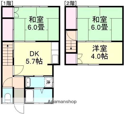 山陽本線 新倉敷駅 徒歩12分 2階建 築38年(3DK)の間取り写真