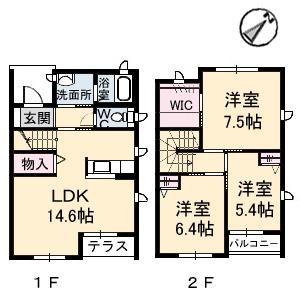 シャーメゾンプラサ(3LDK/1階)の間取り写真