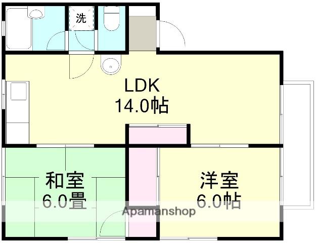 ロイヤルハイネス D(3DK/1階)の間取り写真