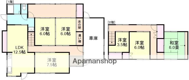 山陽本線 新倉敷駅 徒歩19分 2階建 築56年(6LDK)の間取り写真