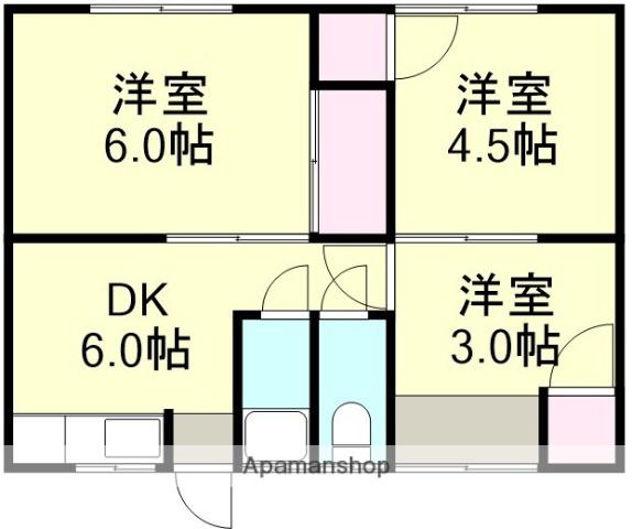 山陽本線 新倉敷駅 徒歩28分 1階建 築57年(3DK)の間取り写真