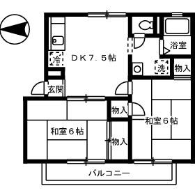 シンフォニー12(2DK/2階)の間取り写真