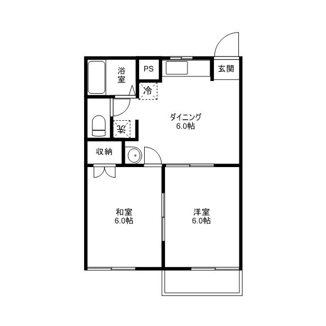 ニューシティMT(2DK/1階)の間取り写真
