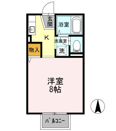 リバーパーク北方(ワンルーム/1階)の間取り写真