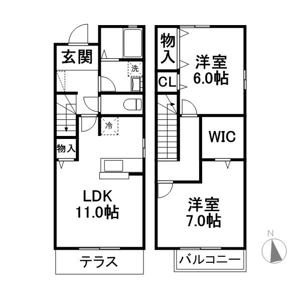 ラフィネ(2LDK)の間取り写真
