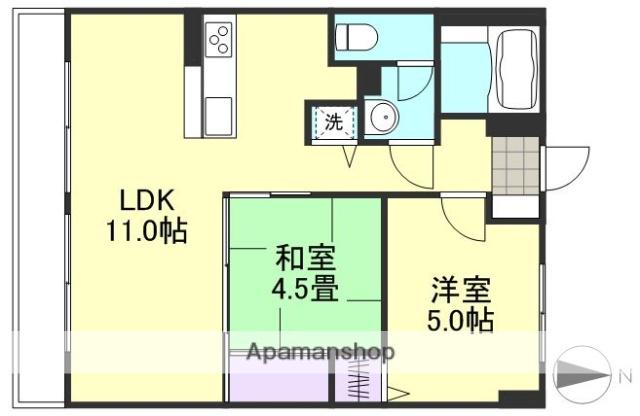 老松レジデンス(2LDK/4階)の間取り写真