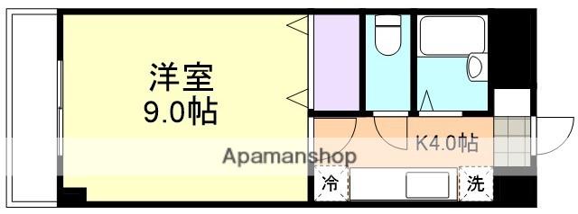 ジュネス沖新(1K/6階)の間取り写真