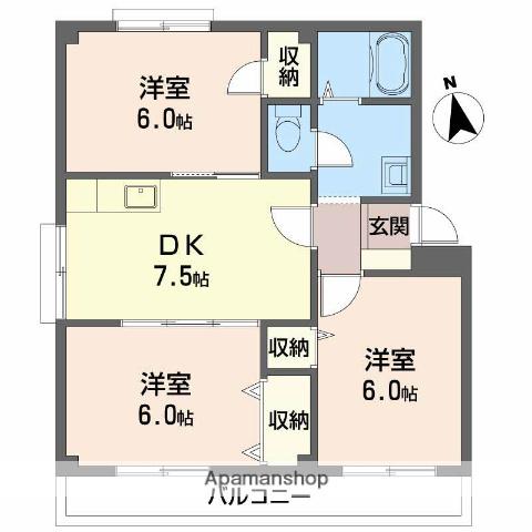 水島臨海鉄道 倉敷市駅 徒歩13分 3階建 築31年(3DK/3階)の間取り写真