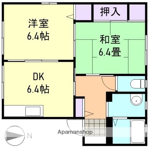 ディアス水畑A棟(2DK/1階)の間取り写真