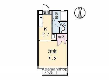 ディアエスタC棟(1K/1階)の間取り写真