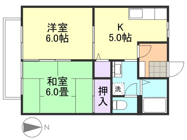 エスポワールマキ(2K/2階)の間取り写真