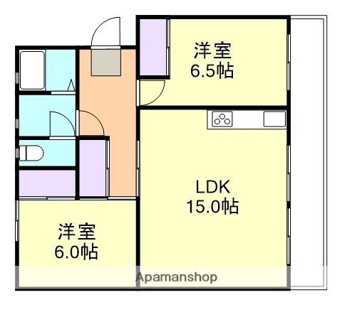 KS B倉敷中庄 Ⅱ棟(2LDK/1階)の間取り写真