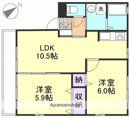 HOPELODGE G(2LDK/2階)の間取り写真