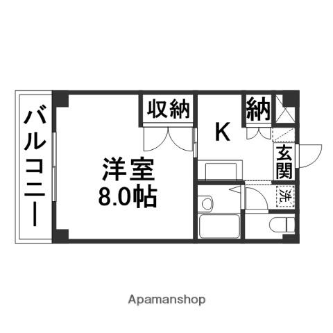 ライフコート(1K/4階)の間取り写真