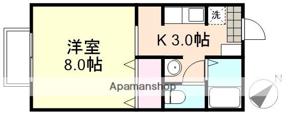 フラワーC棟(1K/2階)の間取り写真