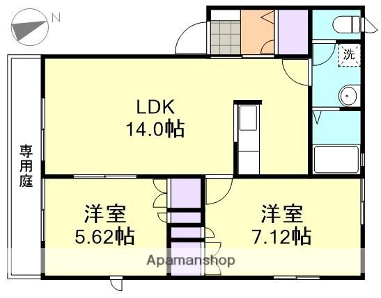 グランソレイユC棟(2LDK/1階)の間取り写真