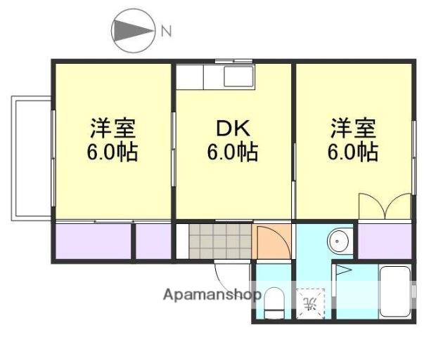 ニングル土倉 A-Ⅱ(2DK/1階)の間取り写真