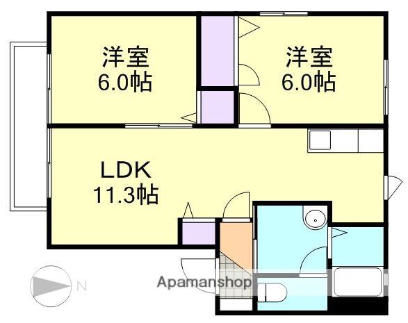 ロンクーⅡ(2LDK/1階)の間取り写真