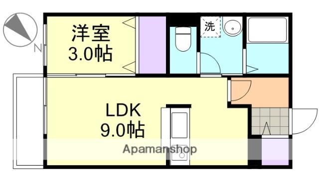フラッツァ水江A棟(1LDK/1階)の間取り写真