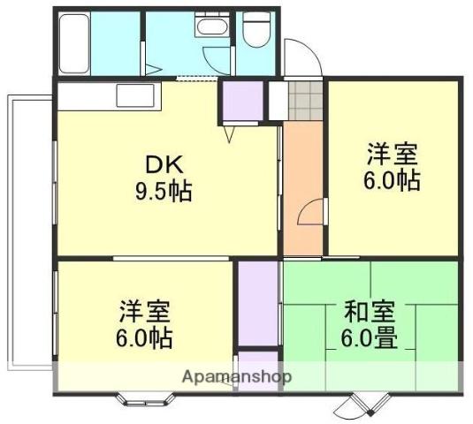 サンビレッジ安江A棟(3DK/2階)の間取り写真