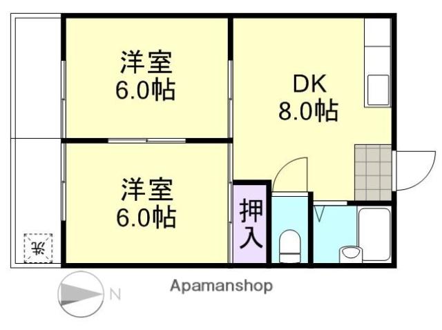 楽寿マンション(2DK/3階)の間取り写真