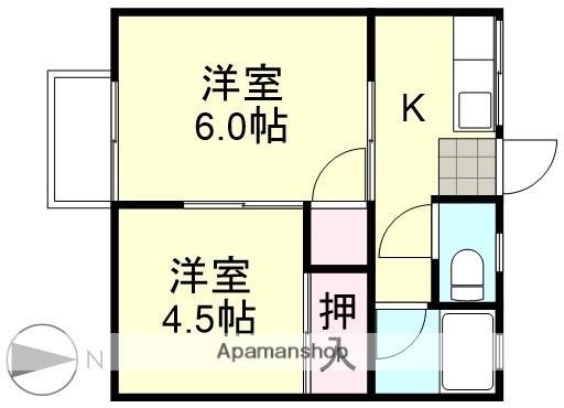 パナハイツかなや 1(2K/2階)の間取り写真