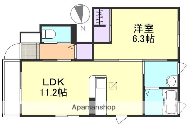 ハーレー(1LDK/1階)の間取り写真