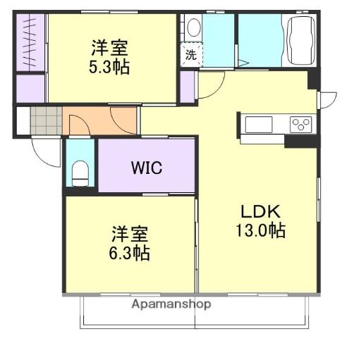 アネシス・アイⅡB(2LDK/2階)の間取り写真
