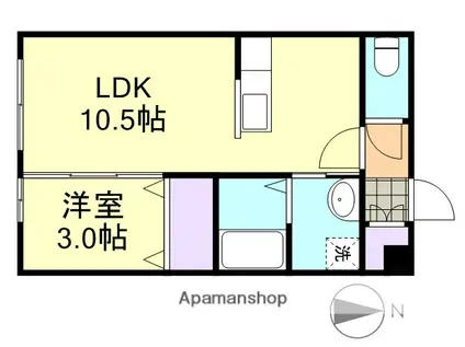 カンパーニャ・エフA棟(1LDK/1階)の間取り写真