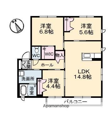グランマスト茶屋町C棟(3LDK/2階)の間取り写真