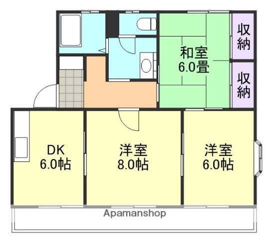 マンションみやび(3DK/1階)の間取り写真