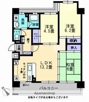 ボヌール新倉敷(3LDK/7階)の間取り写真