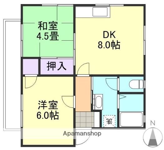 コーポフルール(2DK/2階)の間取り写真