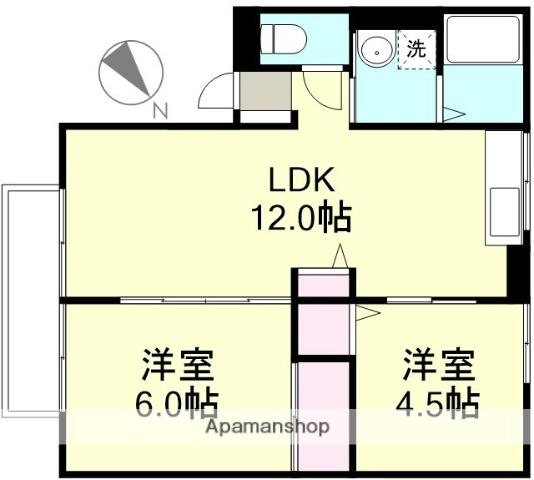 笹沖ハイムⅠ(2LDK/1階)の間取り写真