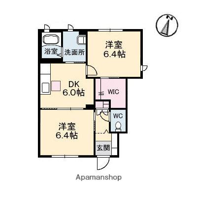 リアンC棟(2DK/1階)の間取り写真