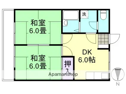 田ノ上パークハイツ(2DK/2階)の間取り写真