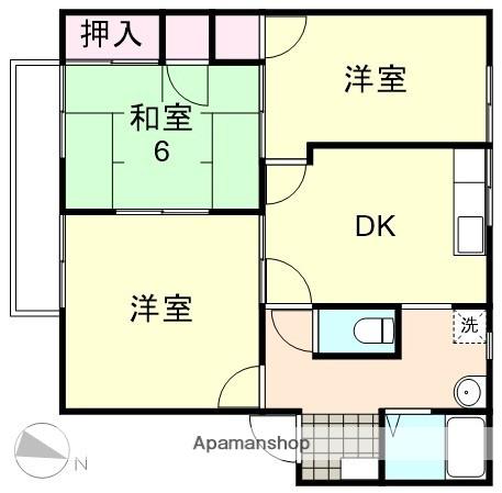 ハッピーハイツ A棟(3DK/2階)の間取り写真