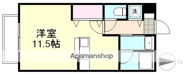 ウイング(ワンルーム/2階)の間取り写真