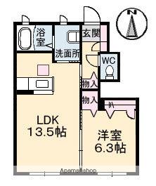 ウィンズC棟(1LDK/1階)の間取り写真