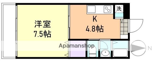 ポローニア西阿知(1K/2階)の間取り写真