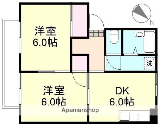 プレジール富井B棟(2DK/1階)の間取り写真