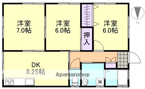 山陽本線 新倉敷駅 徒歩26分 1階建 築19年(3DK)の間取り写真