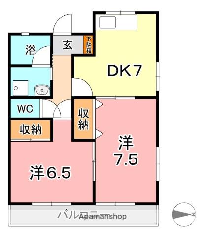 メゾンティーナ(2DK/1階)の間取り写真