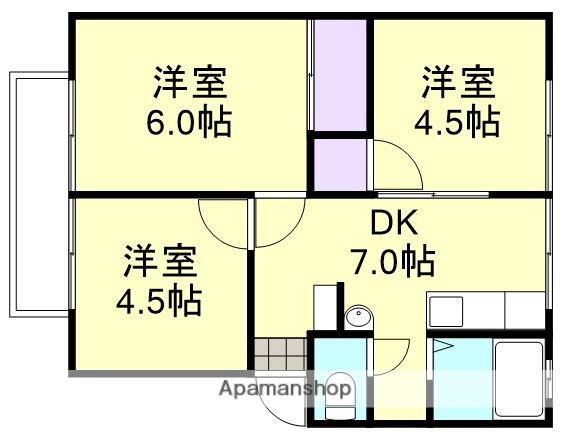 小野コーポ Ⅰ・Ⅱ・Ⅲ(3DK/2階)の間取り写真