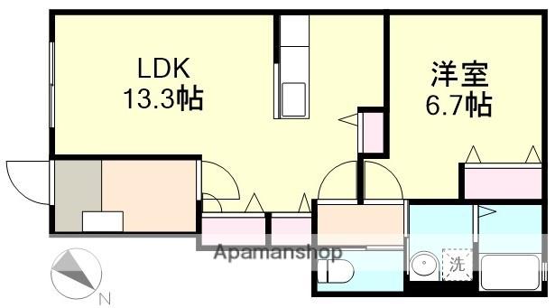 ラ・ペジブルA棟(1LDK/1階)の間取り写真
