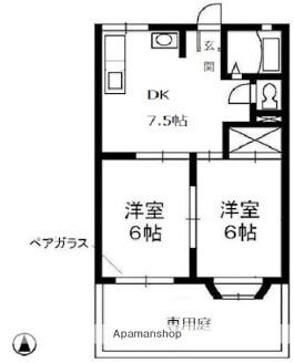 サンハイツ東塚(2DK/1階)の間取り写真