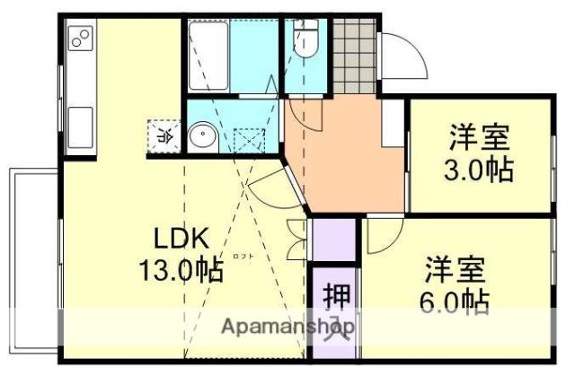 アメニティ倉敷E棟(2LDK/2階)の間取り写真