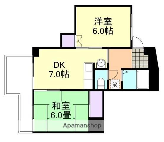 ガーディニア倉敷(2DK/5階)の間取り写真