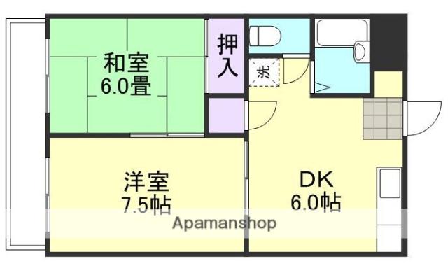 エトワール倉敷(2DK/1階)の間取り写真