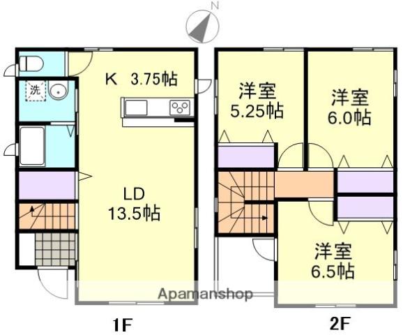 山陽本線 西阿知駅 徒歩15分 2階建 築16年(3LDK)の間取り写真